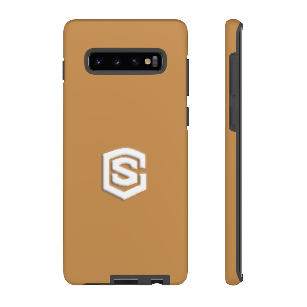 Brown Tough Cases White Logo