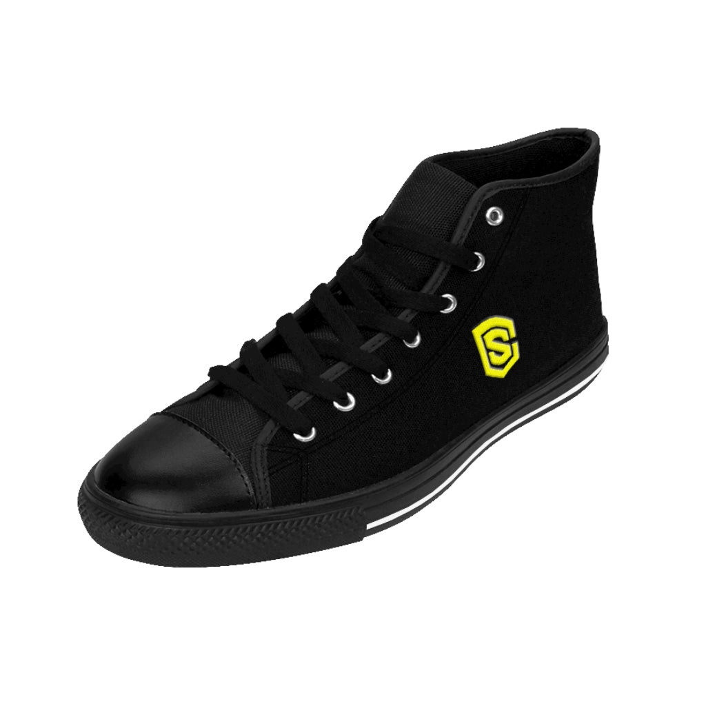 black Men's High-top Sneakers - yellow logo