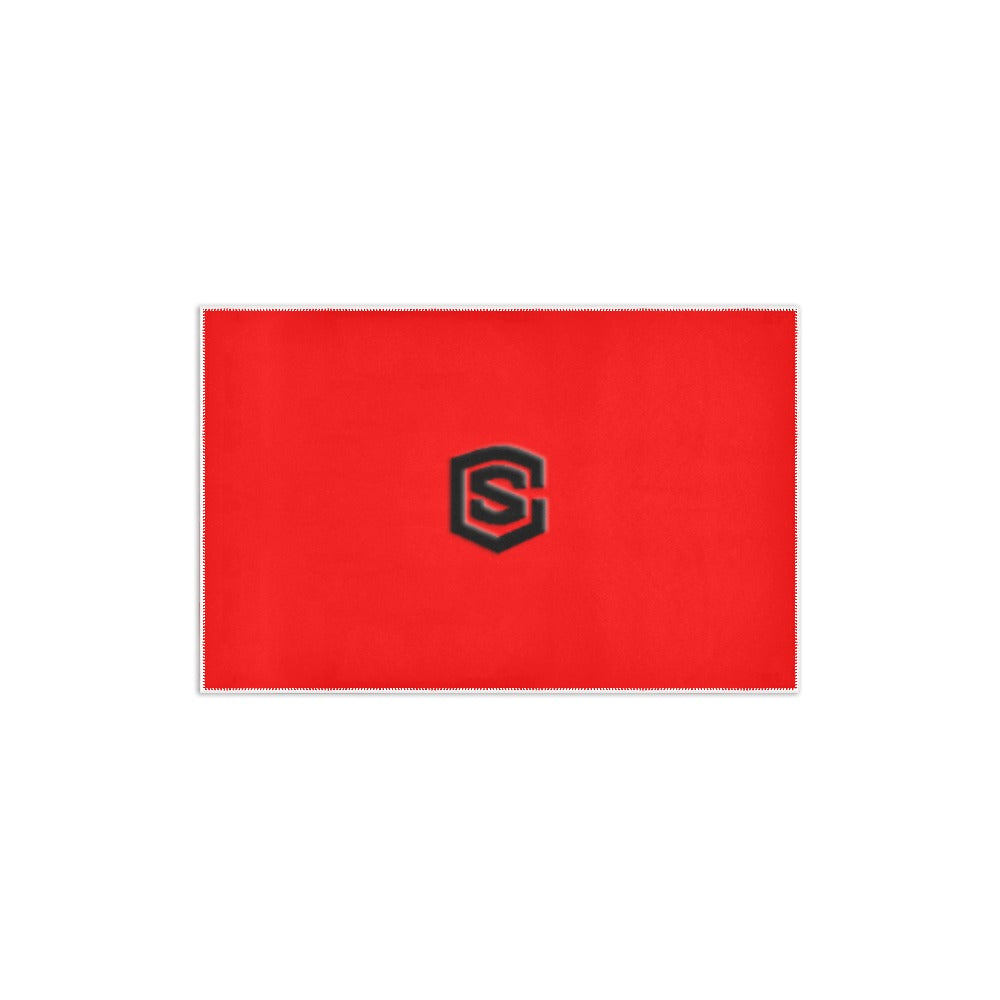 RED SMALL AREA RUG WITH BLACK LOGO Area Rug 2.6' x 1.7'