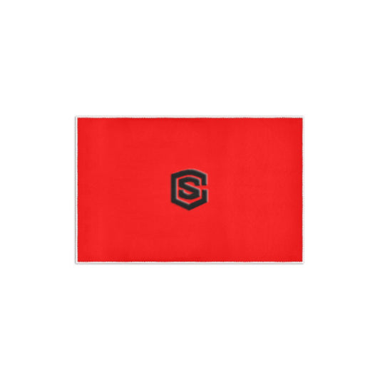 RED SMALL AREA RUG WITH BLACK LOGO Area Rug 2.6' x 1.7'