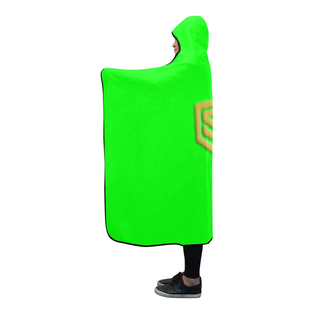 Green Hooded Blanket 80"x56" with White Logo Hooded Blanket 80"x56"