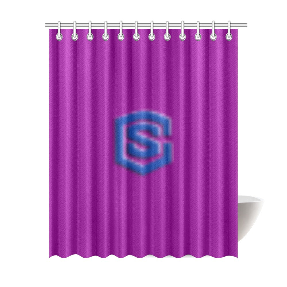 Purple Shower Curtain 69"x84" with Blue Logo Shower Curtain 69"x84"