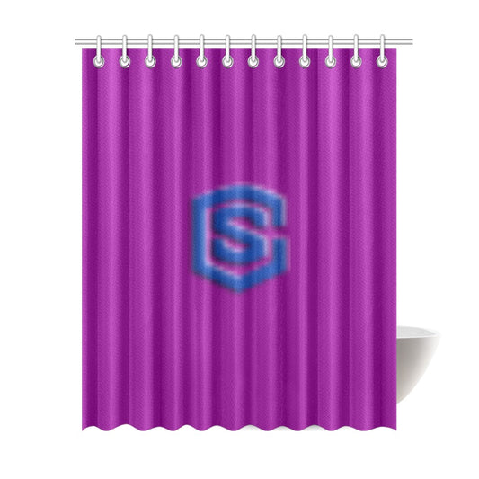 Purple Shower Curtain 69"x84" with Blue Logo Shower Curtain 69"x84"