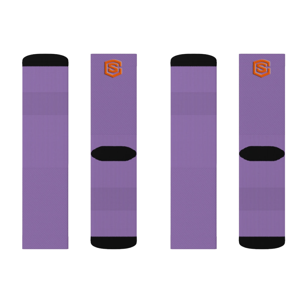 Light Purple Sublimation Socks Orange Logo