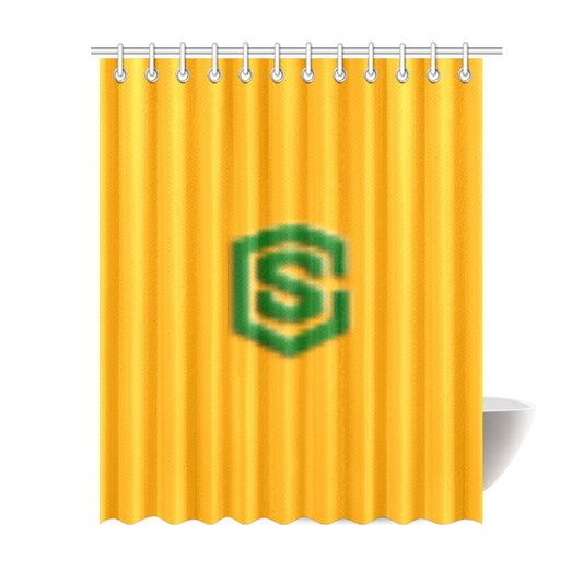 Orange Shower Curtain 69"x84" with Green Logo Shower Curtain 69"x84"