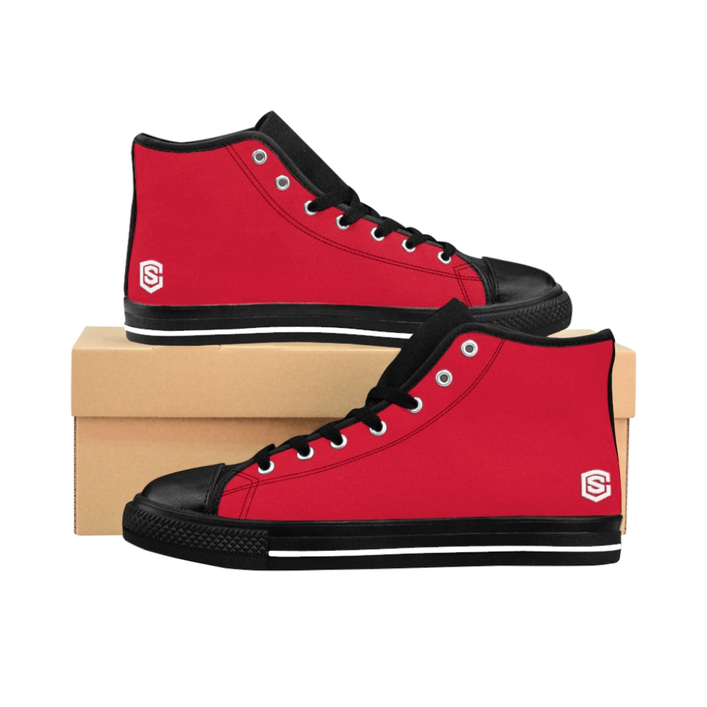 red Women's High-top Sneakers White logo