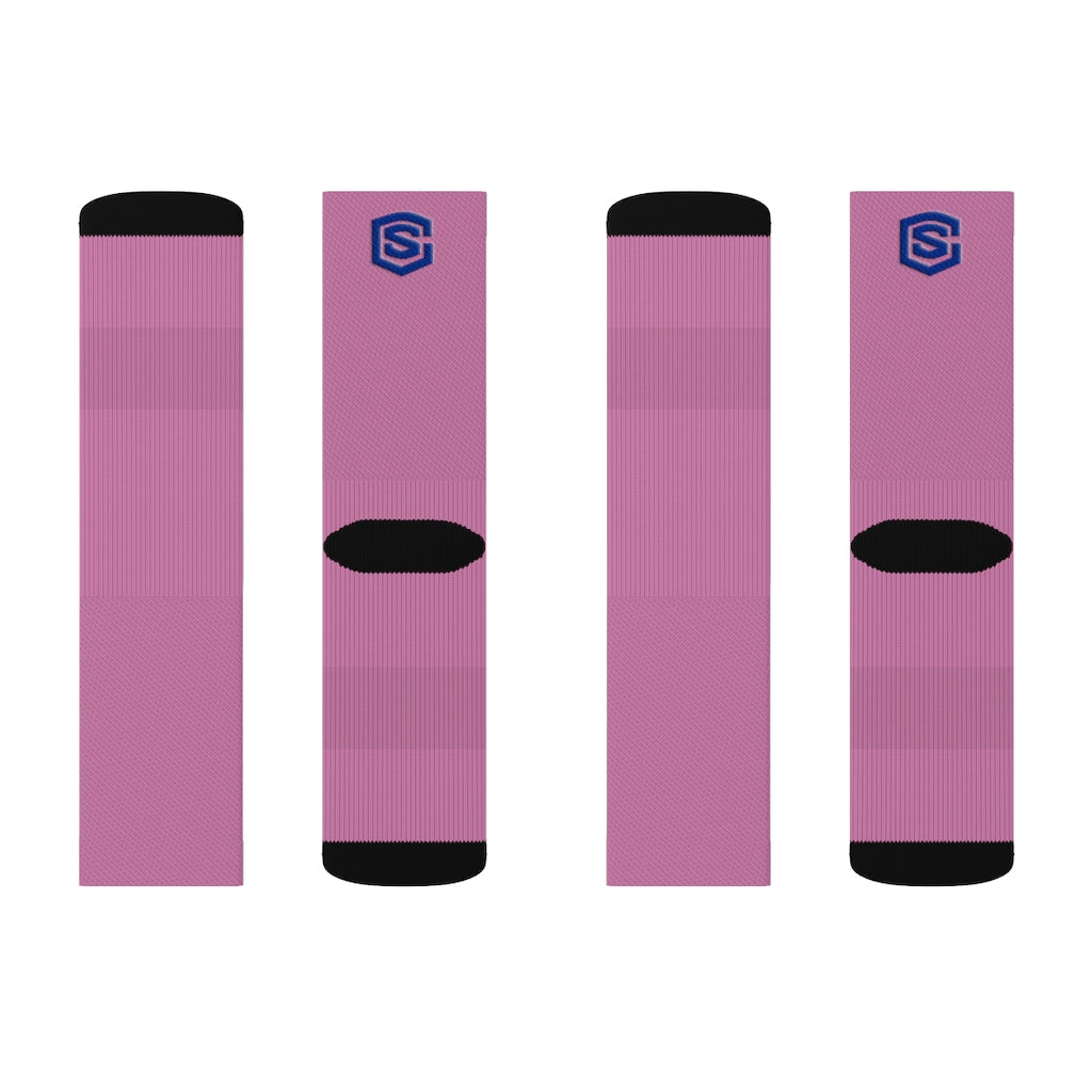 Pink Sublimation Socks Blue Logo