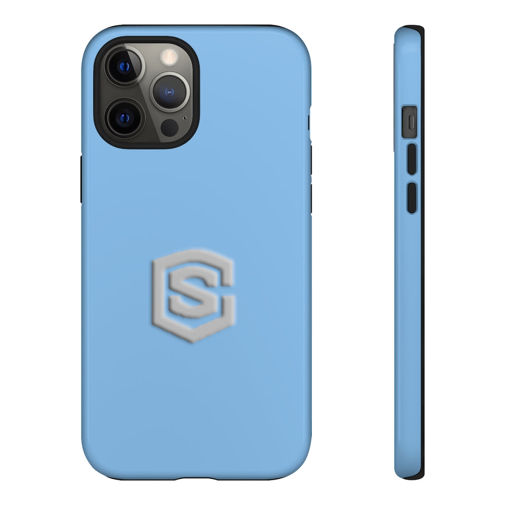Blue Tough Cases Silver Logo