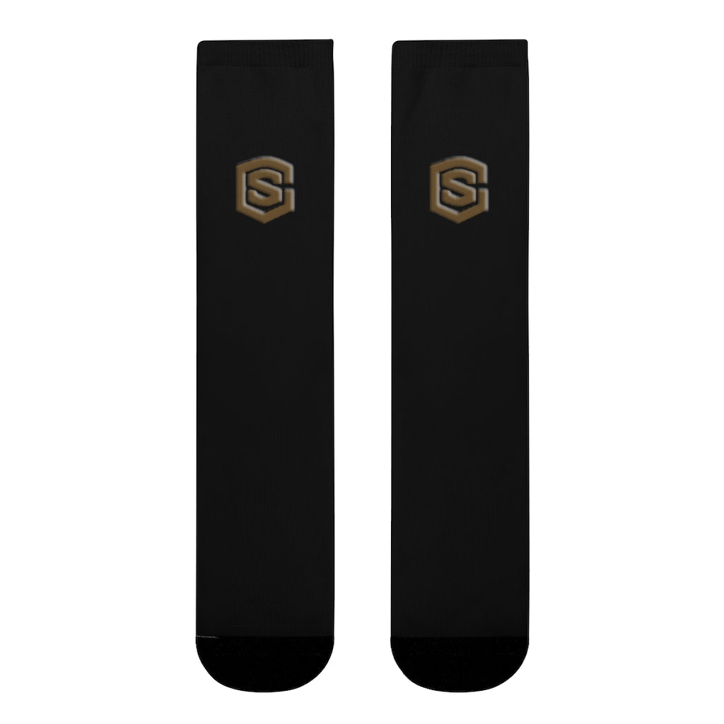 Black Sublimation Crew Socks (EU) Brown Logo