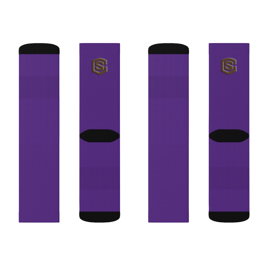 Purple Sublimation Socks Brown Logo