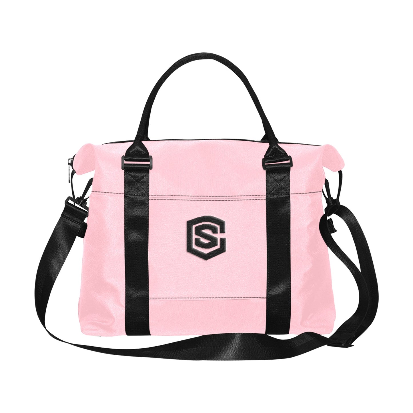 Pink Large Capacity Duffle Bag With Black Logo Large Capacity Duffle Bag(Model1715)