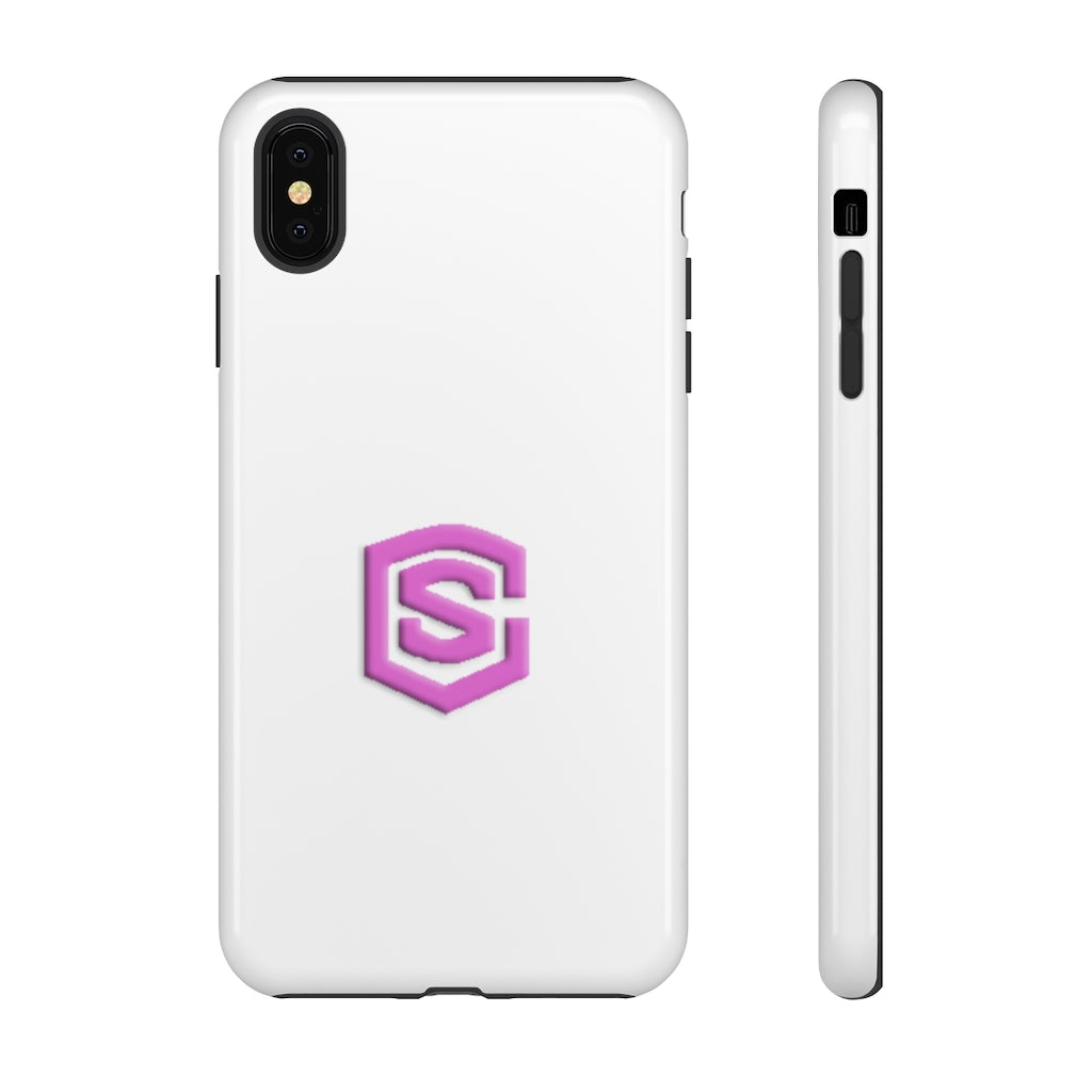 White Tough Cases Pink Logo
