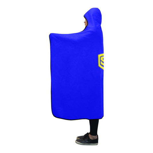 BLUE Hooded Blanket WHITH YELLOW  LOGO Hooded Blanket 80"x56"