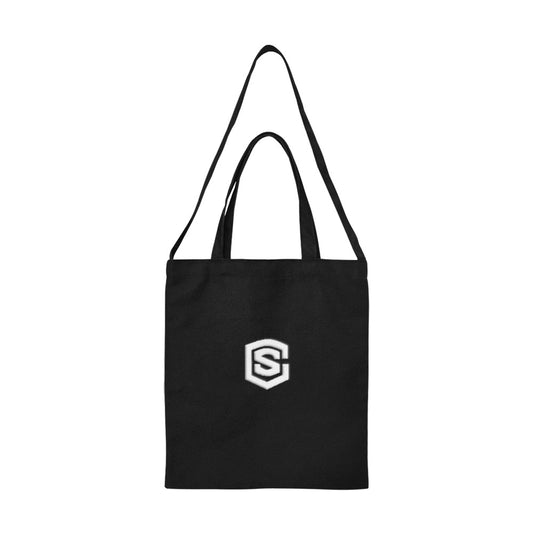Black All Over Print Canvas Tote Bag With White Logo All Over Print Canvas Tote Bag(Model1698)(Medium)