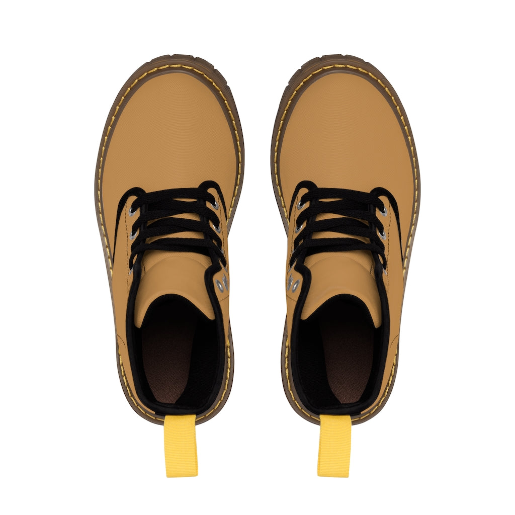 Brown Men's Canvas Boots Blue Logo