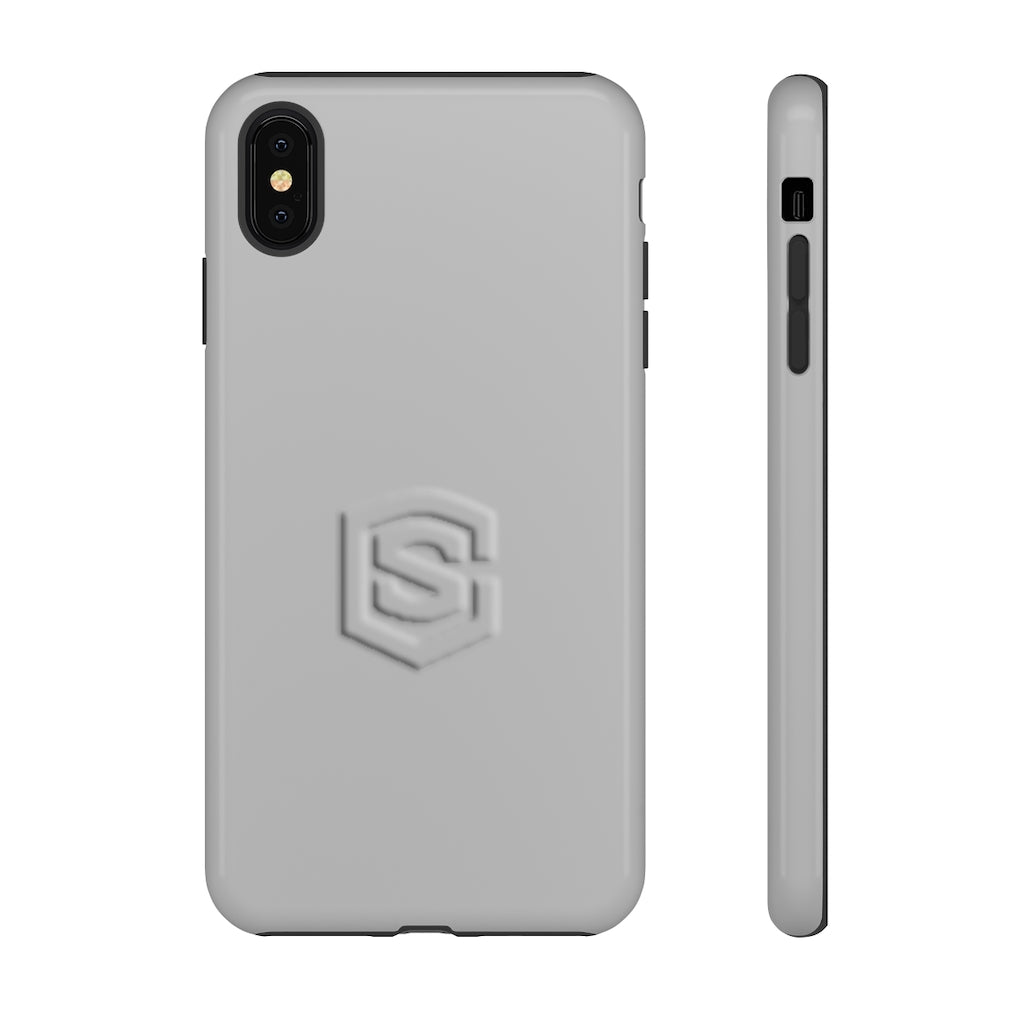 Grey Tough Cases Silver Logo