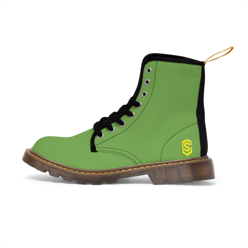 Green Men's Canvas Boots Yellow Logo