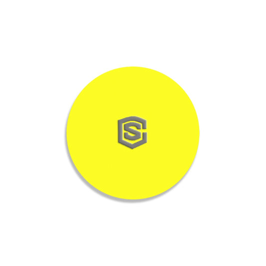 Yellow Round Coaster with Gray Logo Round Coaster