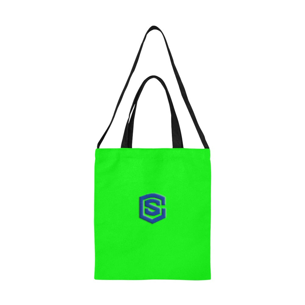 Green All Over Print Canvas Tote Bag With Blue Logo All Over Print Canvas Tote Bag(Model1698)(Medium)