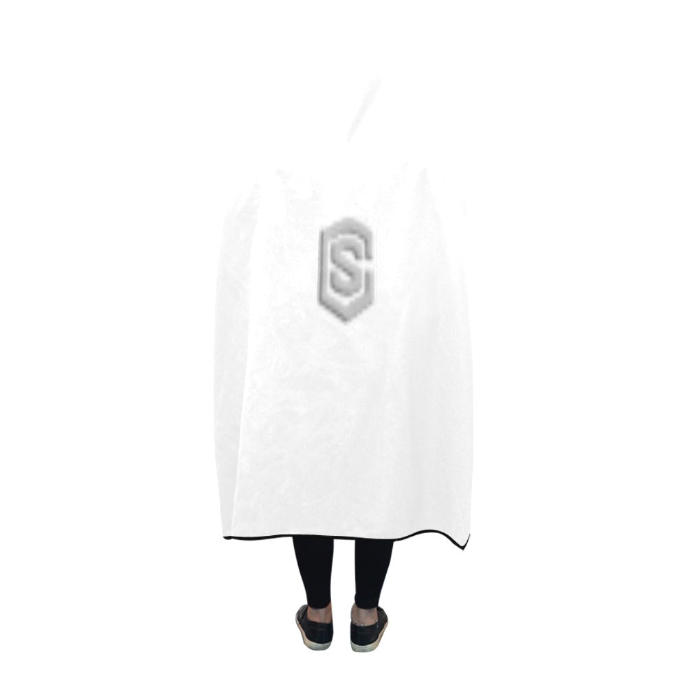 White Hooded Blanket 80"x56" with Silver Logo Hooded Blanket 80"x56"