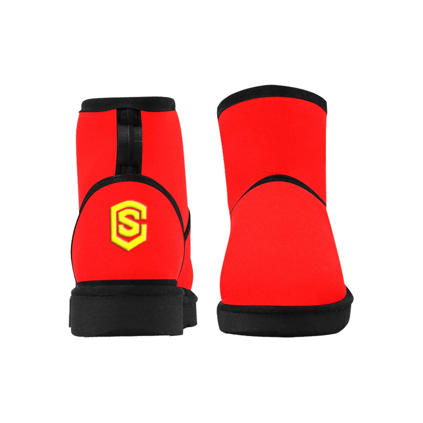 RED Low Top Men's Snow Boots WITH YELLOW LOGO Low Top Men's Snow Boots (Model 049)