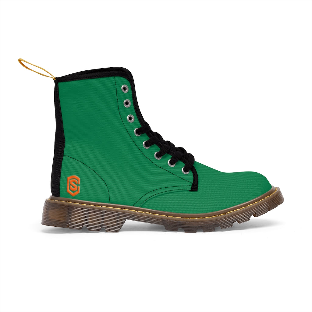 Green Men's Canvas Boots Orange Logo