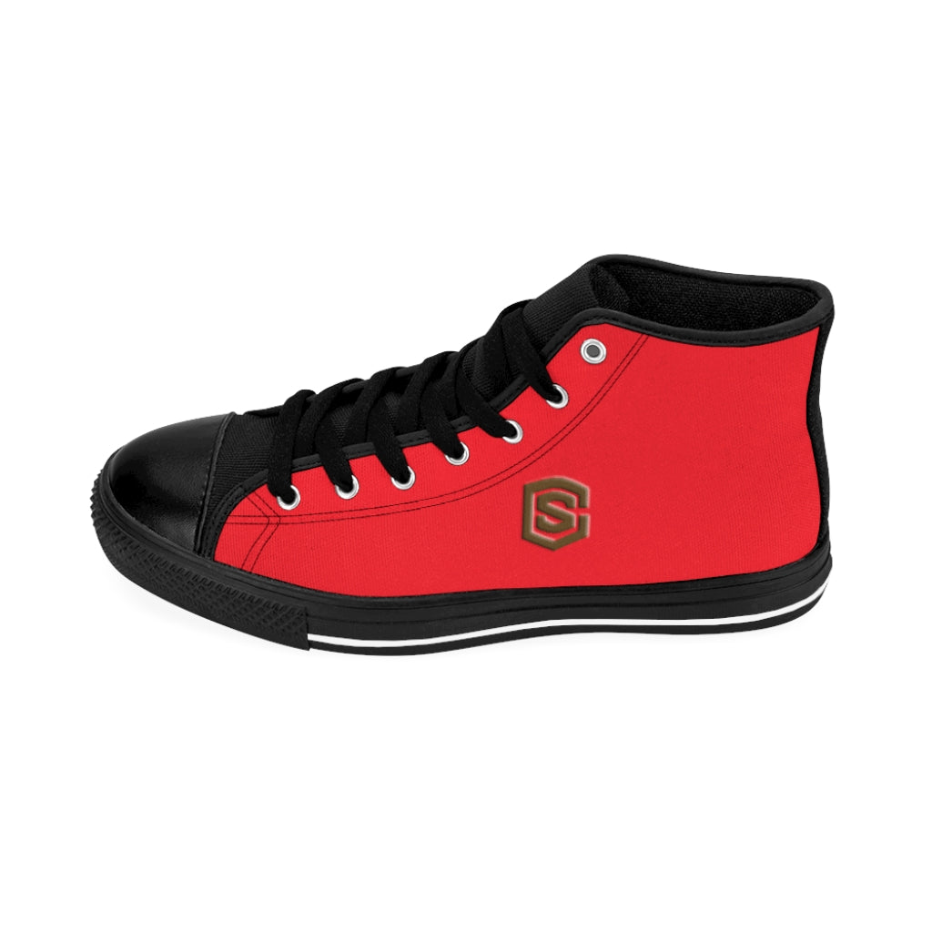 red Men's High-top Sneakers Brown logo
