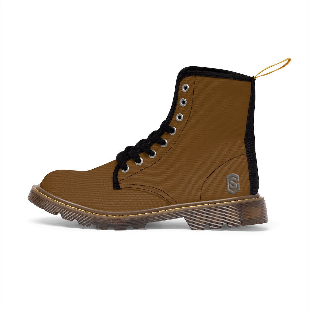 Brown Men's Canvas Boots Silver Logo