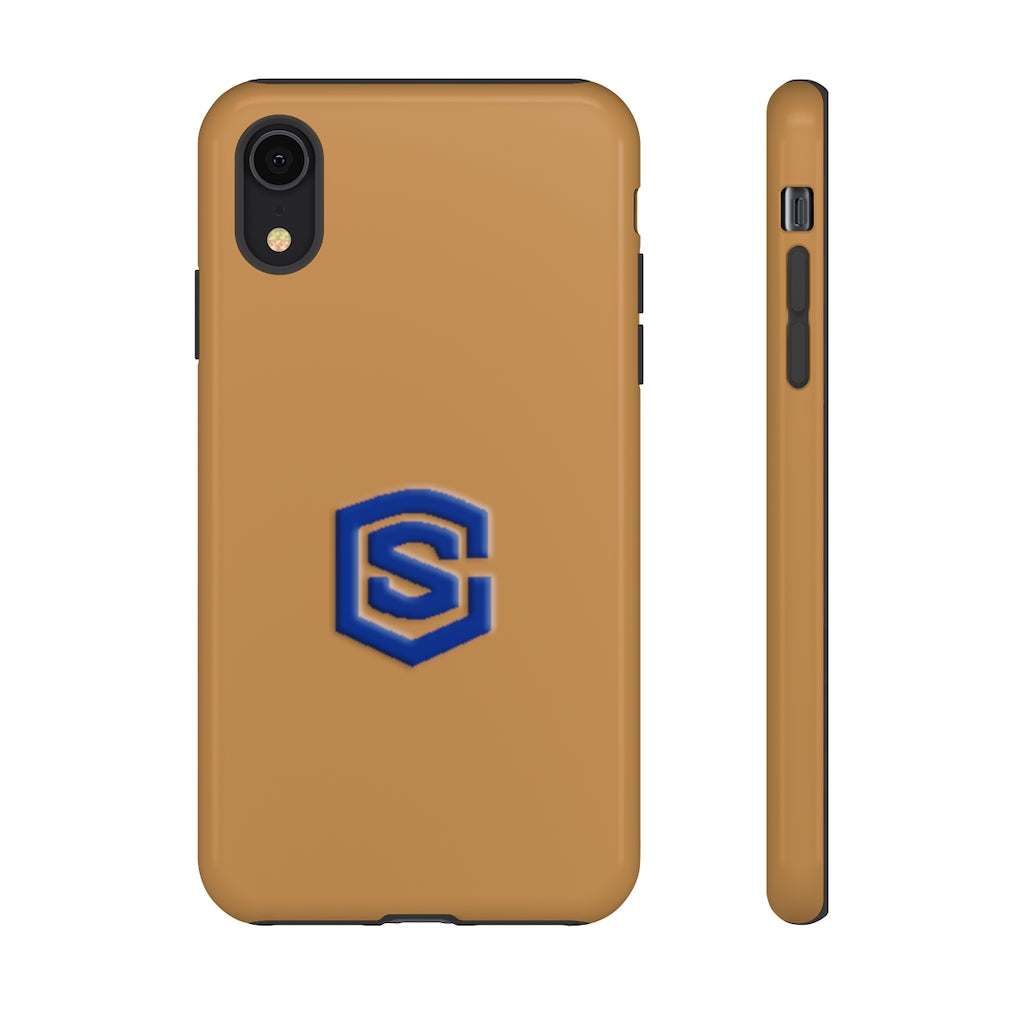Brown Tough Cases Blue Logo