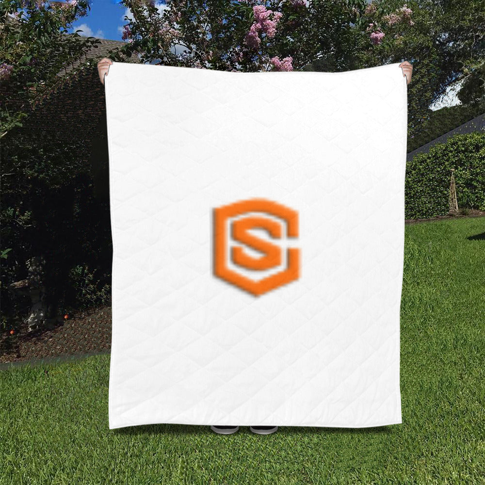White Custom Quilt Orange Logo Custom Quilt 50" x 60"