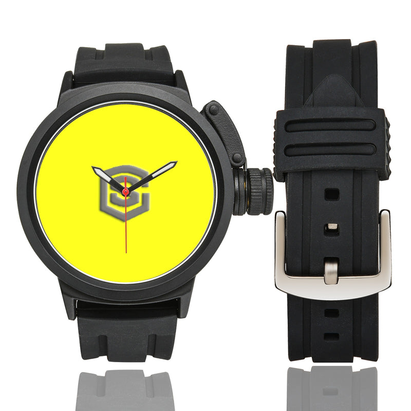 YELLOW MEN SPORT WATCH WITH GRAY LOGO Men's Sport Watch (Model 309)