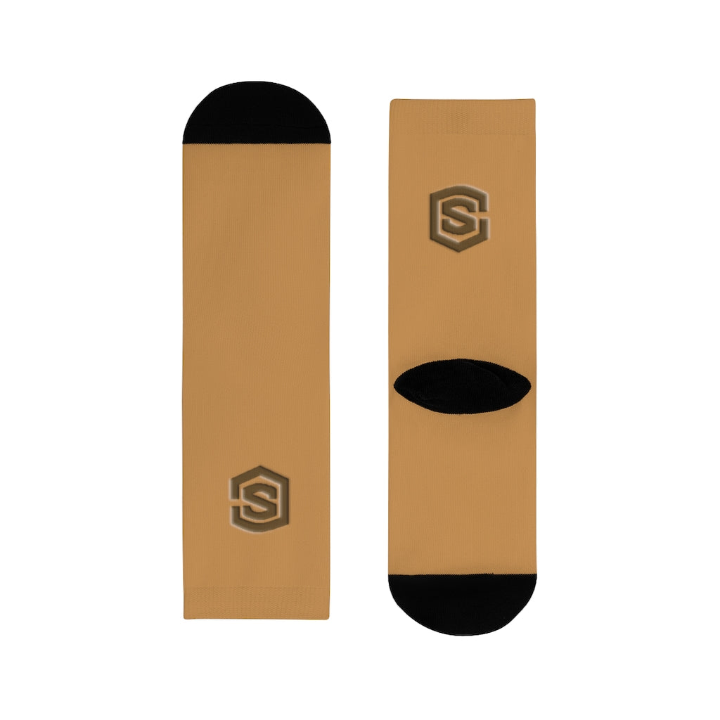 Brown Sublimation Crew Socks (EU) Brown Logo