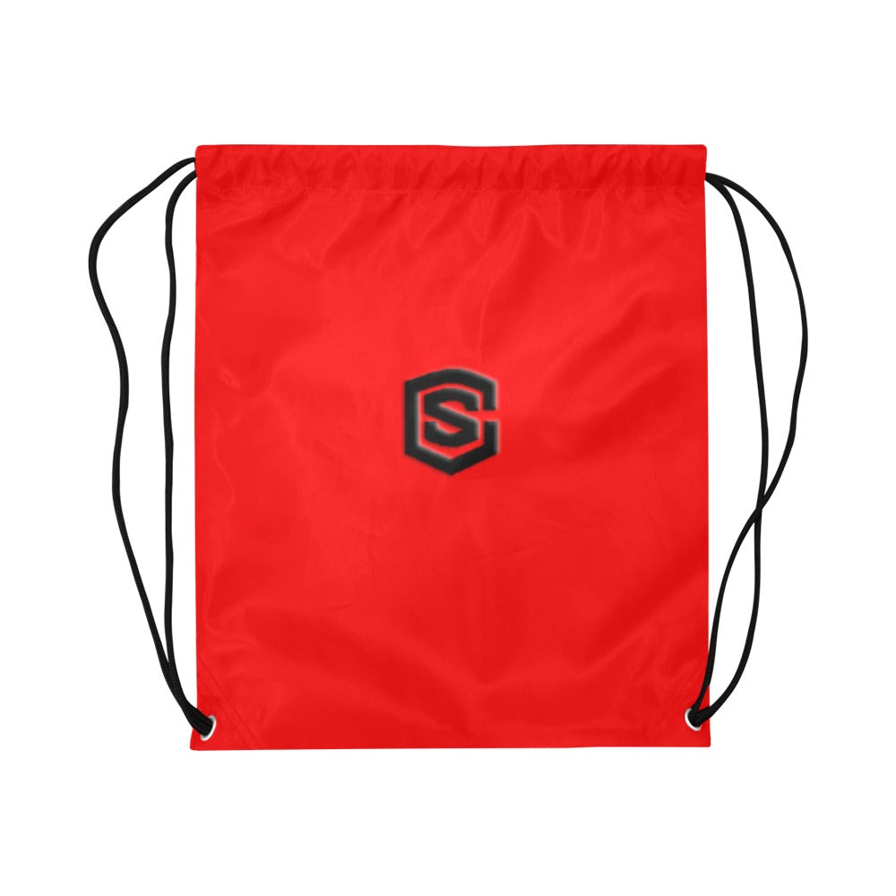 Red Drawstring Bags Large With Black Logo Drawstring Bags (Model 1604) (Large)