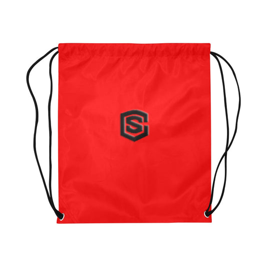 Red Drawstring Bags Large With Black Logo Drawstring Bags (Model 1604) (Large)
