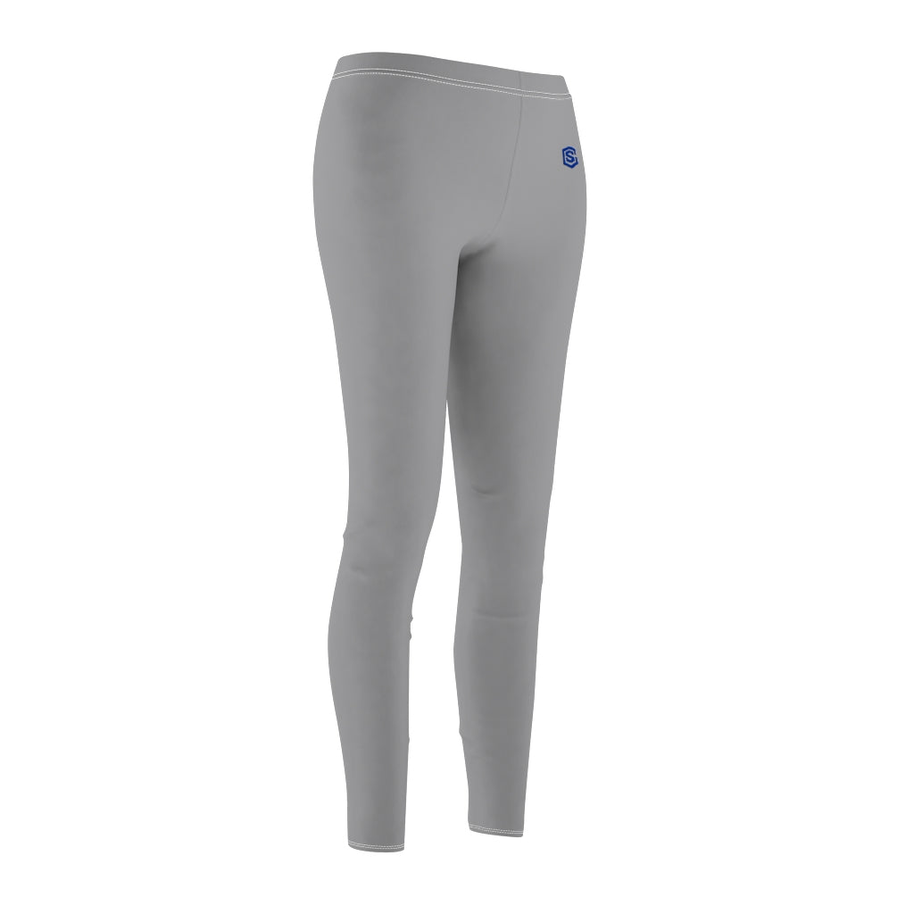Grey Women's Cut & Sew Casual Leggings Blue logo