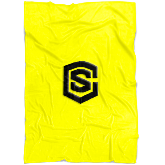 Yellow Fleece Blanket Black Logo