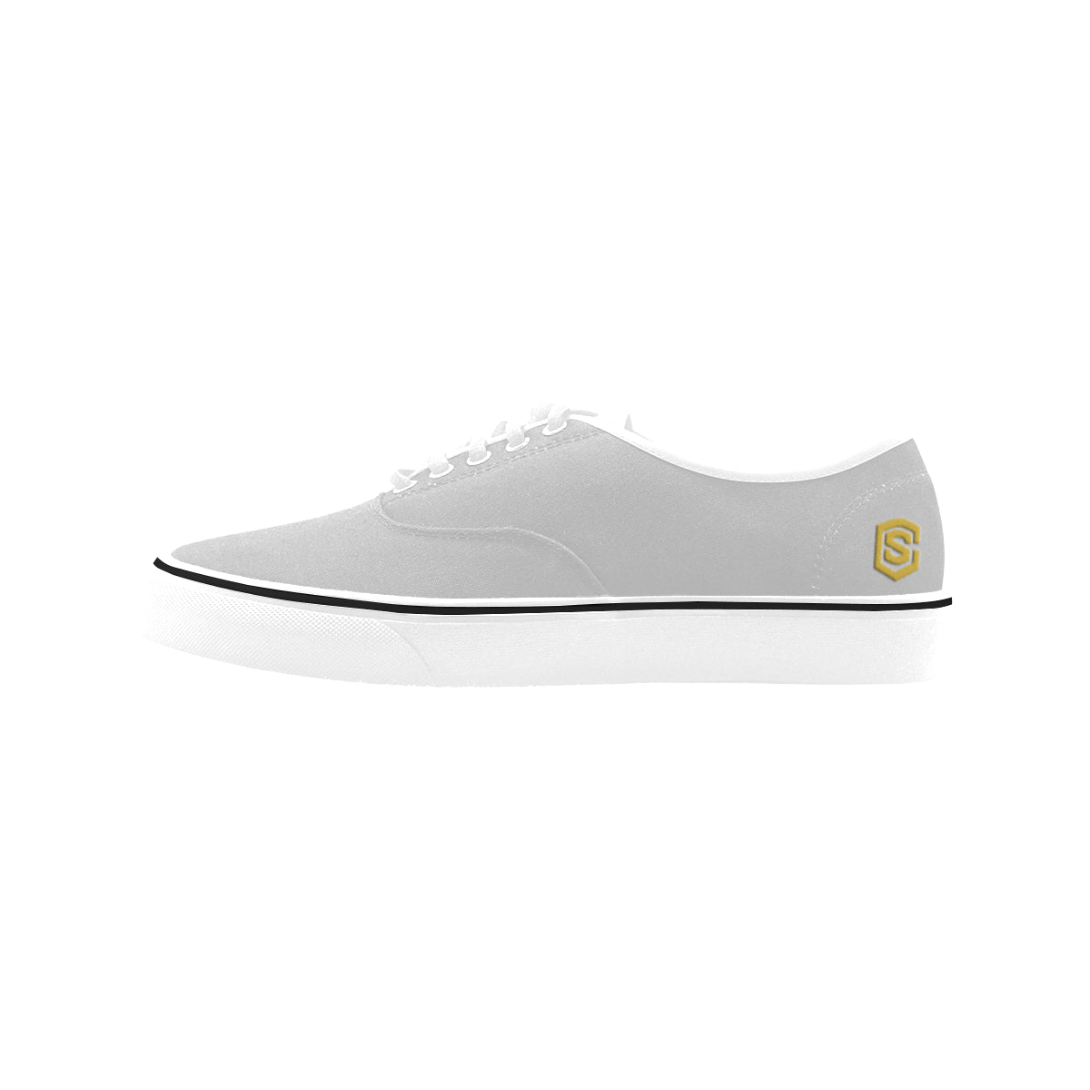 gold logo Classic Women's Canvas Low Top Shoes (Model E001-4)