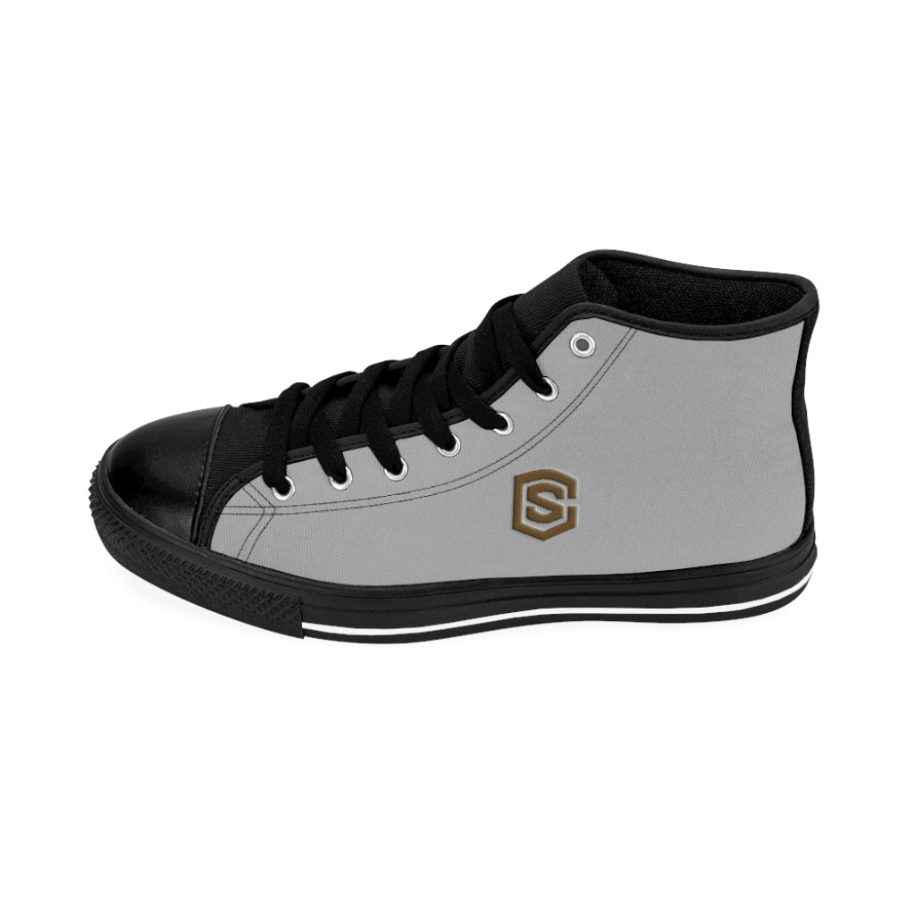grey Men's High-top Sneakers Brown logo