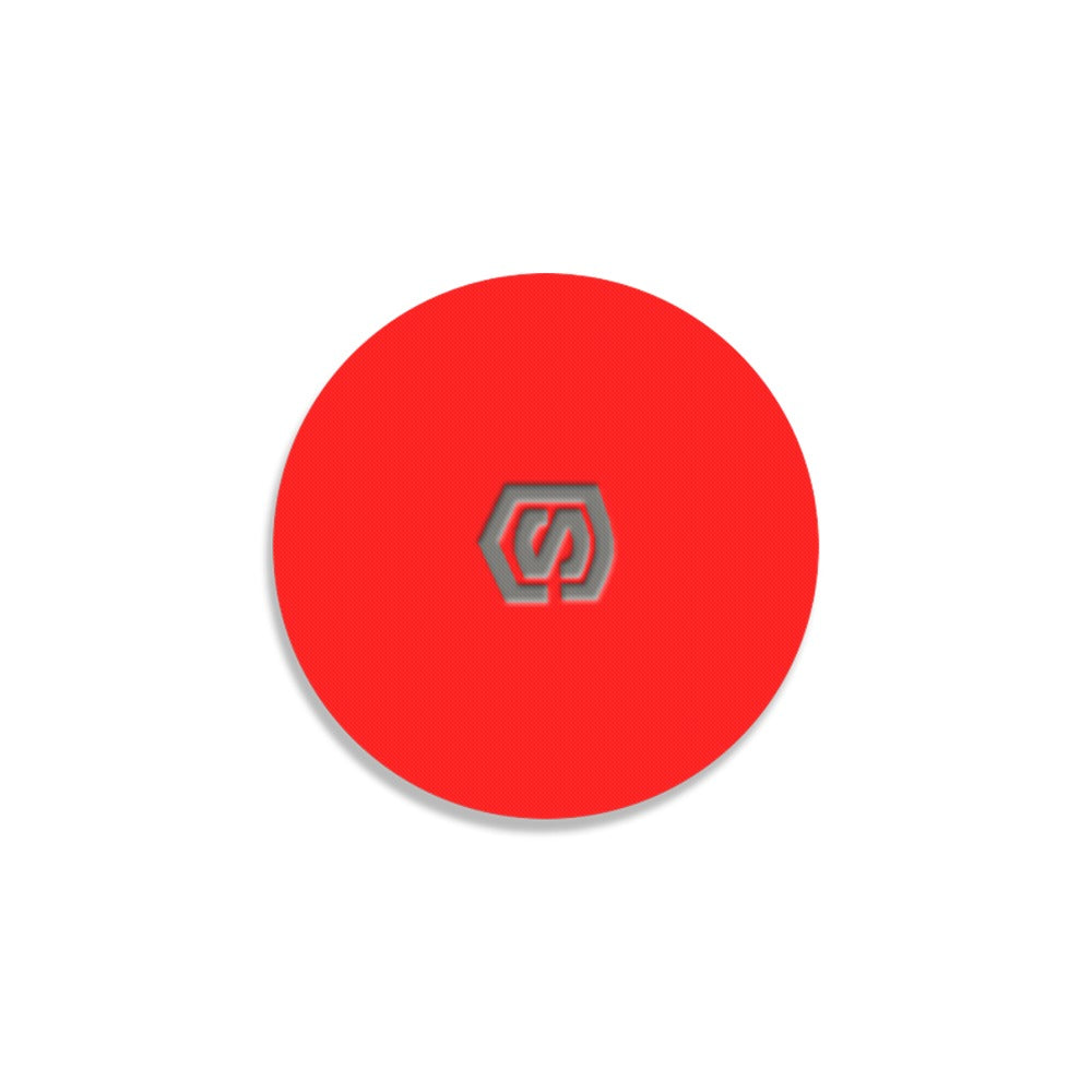 Red Round Coaster with Gray Logo Round Coaster