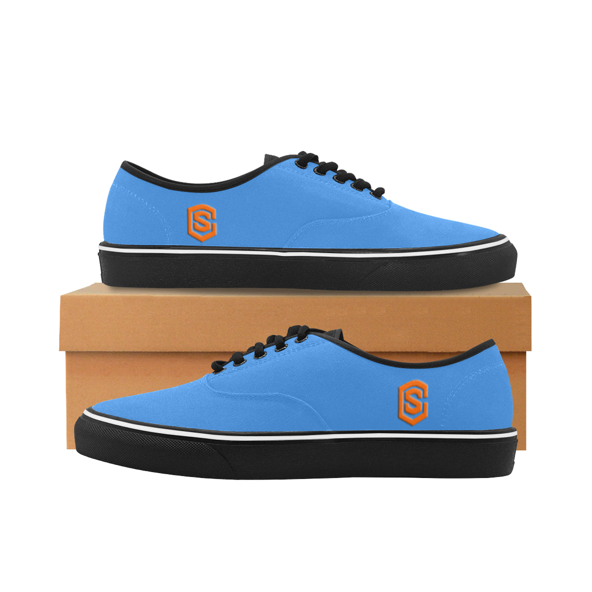 orange logo Classic Men's Canvas Low Top Shoes/Large (Model E001-4)