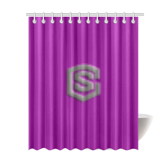 Purple Shower Curtain 69"x84" with Gray Logo Shower Curtain 69"x84"