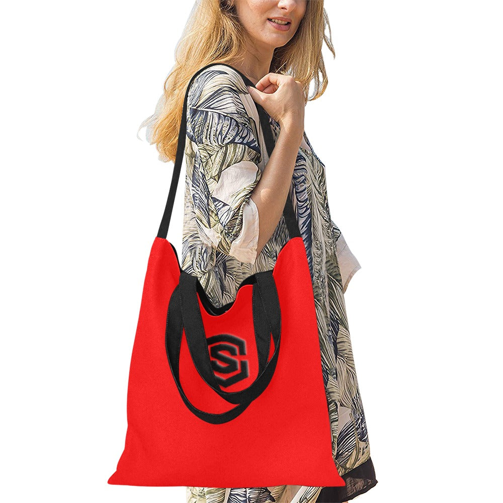 Red All Over Print Canvas Tote Bag With Black Logo All Over Print Canvas Tote Bag(Model1698)(Medium)
