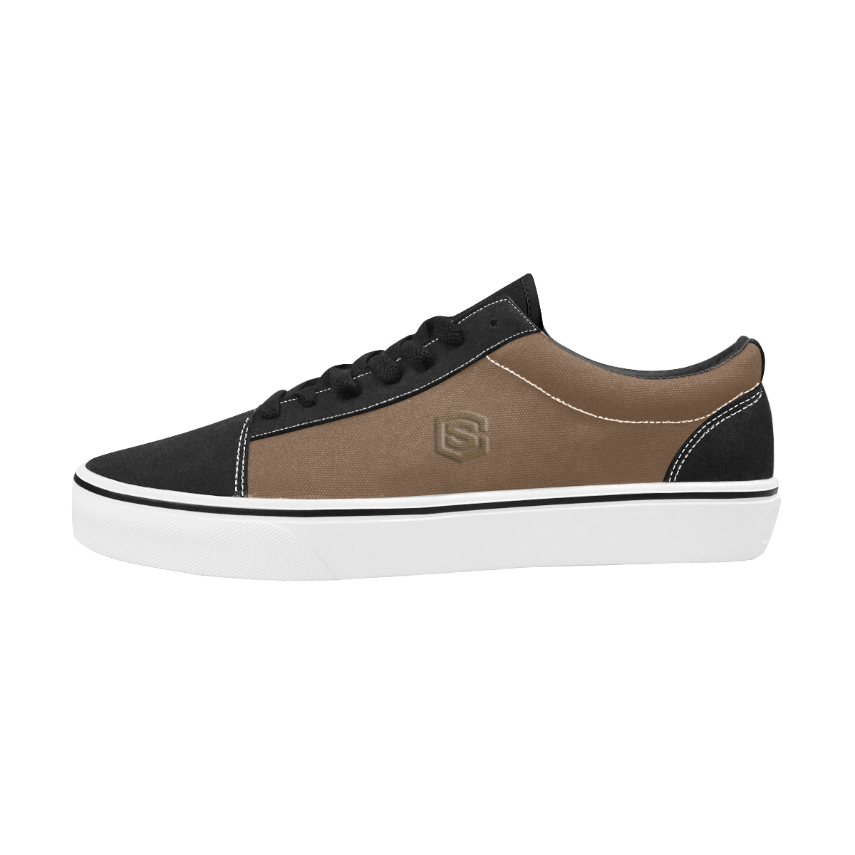 brown logo Men's Low Top Skateboarding Shoes (Model E001-2)