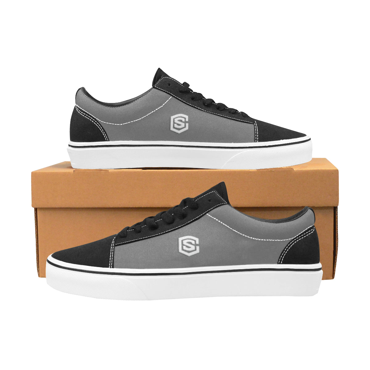 white logo Men's Low Top Skateboarding Shoes (Model E001-2)