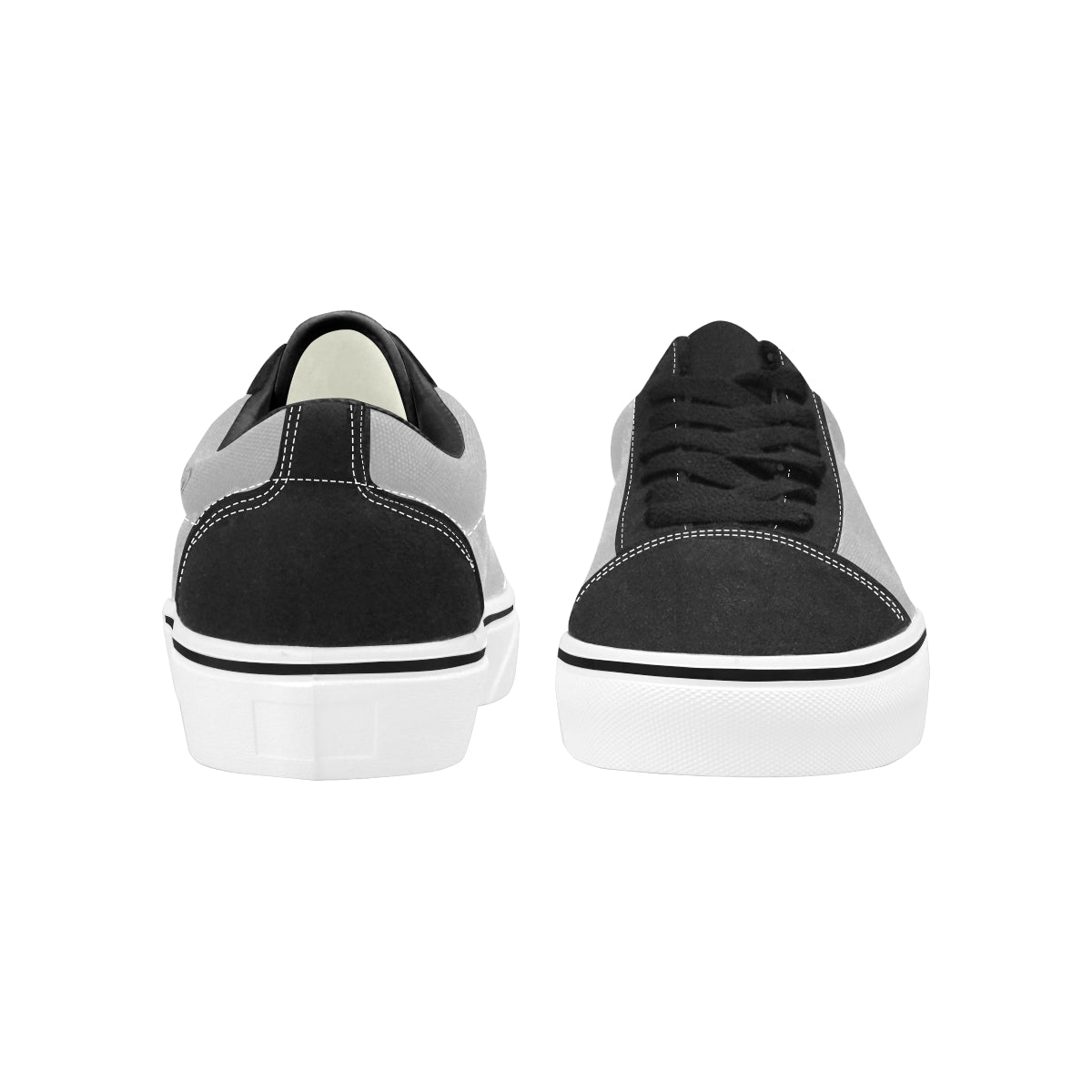 silver logo Women's Low Top Skateboarding Shoes (Model E001-2)