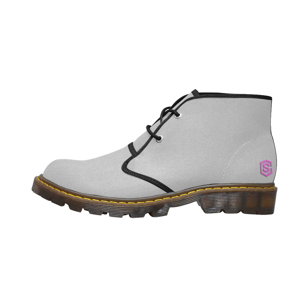 pink logo Women's Canvas Chukka Boots (Model 2402-1)