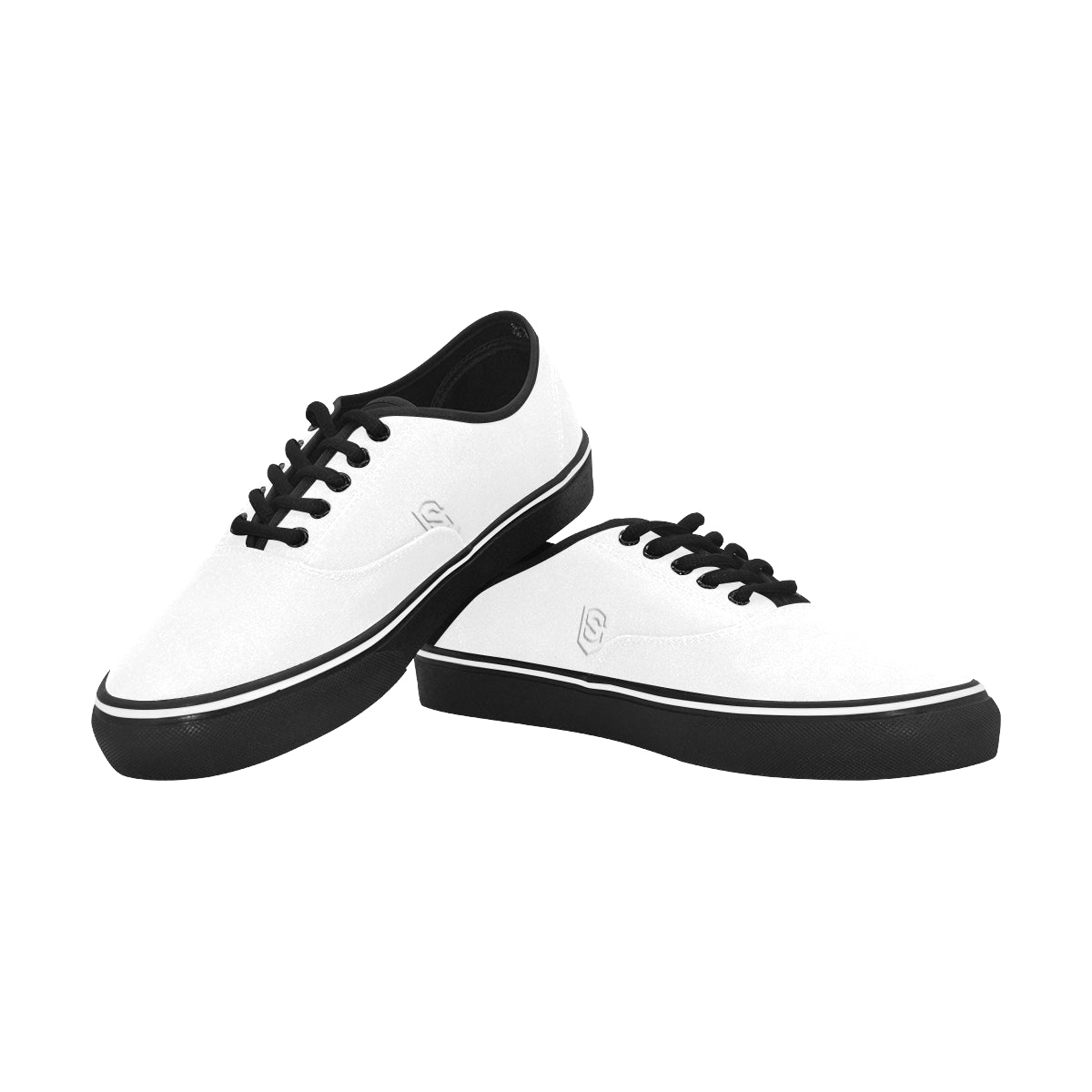 white logo Classic Men's Canvas Low Top Shoes/Large (Model E001-4)