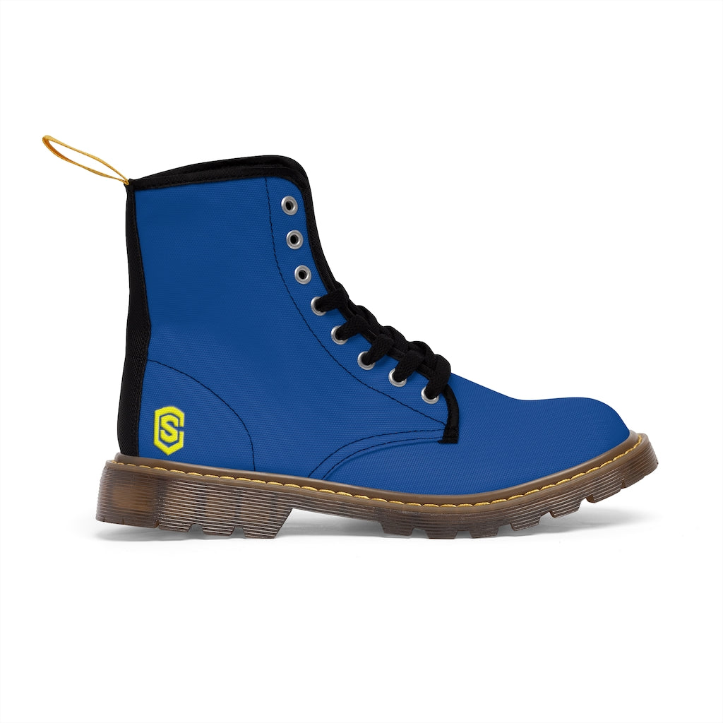 Blue Men's Canvas Boots Yellow Logo