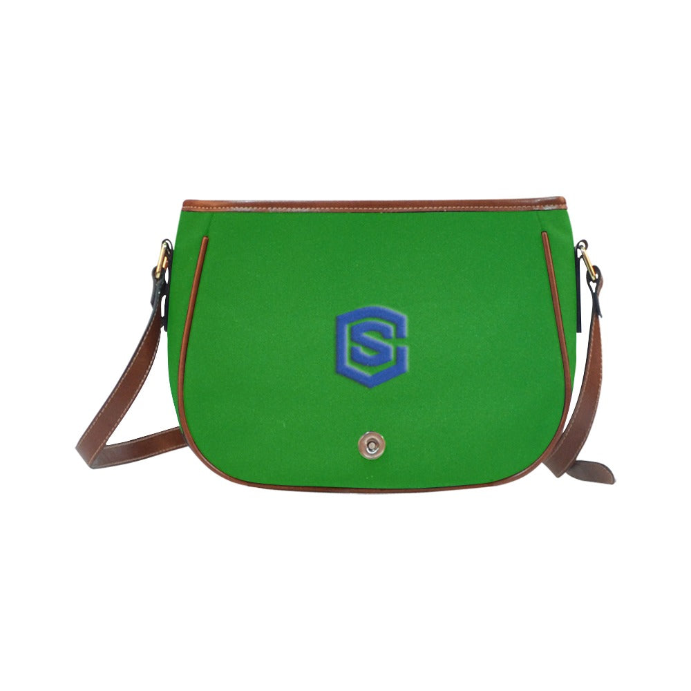 GREEN Saddle Bag WITH BLUE LOGO Saddle Bag (Model 1649) (Small)