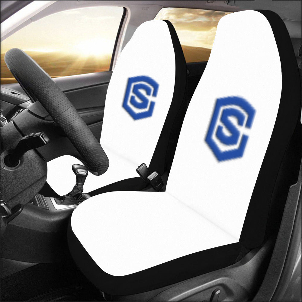White Car Seat Covers Blue Logo Car Seat Covers (Set of 2)